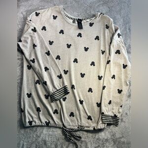 Disney Cream Crewneck Sweatshirt with Black Mickey Head Print